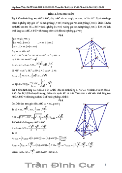 TOP 29 bài toán hình lăng trụ xiên – Trần Đình Cư Toán 12