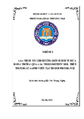 Các nhân tố ảnh hưởng đến hành vi mua hàng thông qua các video review KOL trên Tiktok của sinh viên tại Thành Phố Hà Nội | Nghiên cứu khoa học