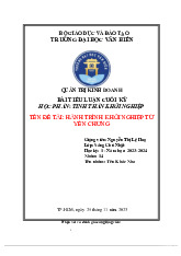 Tiểu luận Hành Trình Khởi Nghiệp Từ Yến Chưng môn Tinh thần khởi nghiệp - Trường Đại học Văn Hiến.