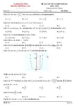 Đề thi thử THPT Quốc gia 2022 môn Toán trường THPT Đồng Lộc, Hà Tĩnh