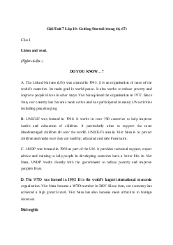 Tiếng Anh 10 Unit 7: Getting Started - Kết Nối Tri thức