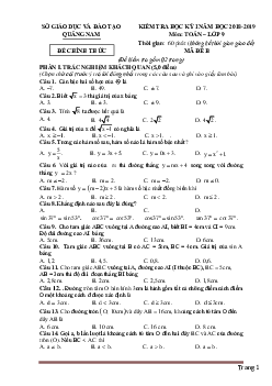 Đề thi học kỳ I năm 2018-2019 môn toán 9 Sở GD Quảng Nam Mã đề B (có lời giải)