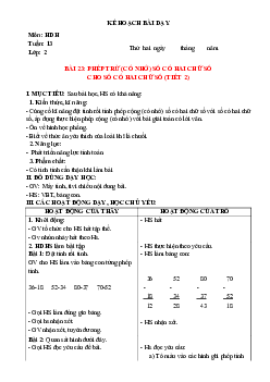 Giáo án buổi chiều môn Toán 2 sách Kết nối tri thức với (Cả năm) | Tuần 13