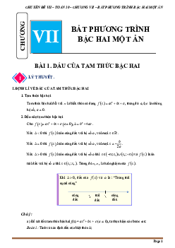 Chuyên đề bất phương trình bậc hai một ẩn Toán 10 Chân Trời Sáng Tạo