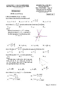 Đề cuối kỳ 1 Toán 12 năm 2023 – 2024 trường THPT chuyên Lê Quý Đôn – Bình Định