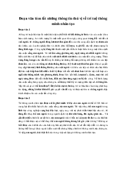 Đoạn văn tóm tắt những thông tin thú vị về trí tuệ thông minh nhân tạo | Văn mẫu 11 Kết nối tri thức