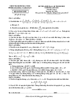 Đề thi chọn HSG Toán 8 năm 2023 – 2024 phòng GD&ĐT thành phố Bắc Ninh