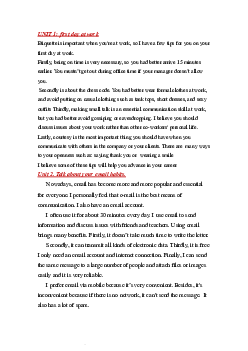 Tài liệu bài đọc Tiếng Anh (Unit1 - 8)