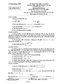 Đề thi tuyển sinh toán 10 Chuyên Hoàng Văn Thụ 2022-2023 (có đáp án và lời giải chi tiết)