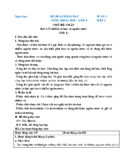 Giáo án Khoa học lớp 4 Tuần 3 | Chân trời sáng tạo