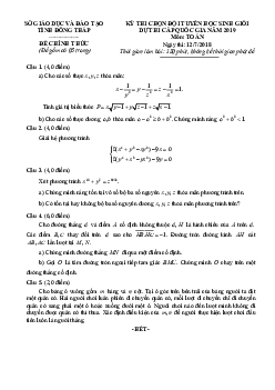 Đề Toán chọn đội tuyển học sinh giỏi dự thi Quốc gia 2019 sở GD và ĐT Đồng Tháp