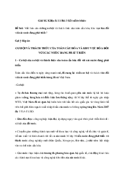 Giải Địa lí 11 Bài 3: Thực hành Tìm hiểu về cơ hội và thách thức của toàn cầu hóa và khu vực hóa kinh tế