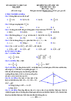 Đề kiểm tra giữa học kỳ 1 Toán 7 năm 2023 – 2024 sở GD&ĐT Bắc Ninh
