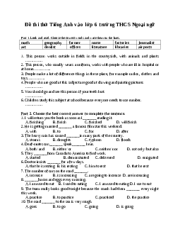 Đề thi thử vào lớp 6 môn Tiếng Anh trường THCS Ngoại Ngữ năm học 2024-2025 (Đề số 8)