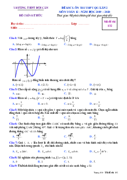 Đề KSCL Toán 12 ôn thi THPTQG 2020 lần 2 trường THPT Đội Cấn – Vĩnh Phúc