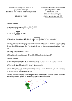 Đề cuối kì 1 Toán 9 năm 2022 – 2023 trường Việt Anh – TP HCM