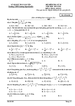 Đề cuối kỳ 2 Toán 12 năm 2023 – 2024 trường THPT Lương Ngọc Quyến – Thái Nguyên
