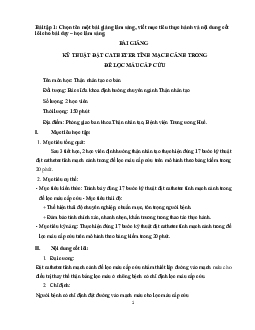 Bài tập về kỹ thuật đặt Catheter tĩnh mạch cảnh trong để lọc máu cấp cứu