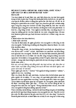 Văn hóa chính trị- Khái niệm, chức năng? Liên hệ văn hóa chính trị Việt Nam?