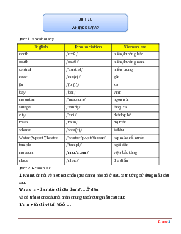 Bài tập chuyên sâu Tiếng Anh 3 unit 20 Where’s Sapa? (có lời giải chi tiết)