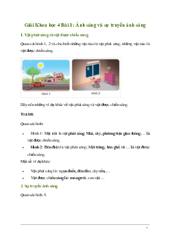 Giải Khoa học lớp 4 Bài 8: Ánh sáng và sự truyền ánh sáng | Kết nối tri thức
