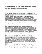 Write a paragraph 80 - 100 words about what you like or dislike about life in the countryside - Tiếng anh 8