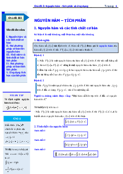 Toán 12 Chuyên đề: Nguyên hàm - Tích phân và ứng dụng