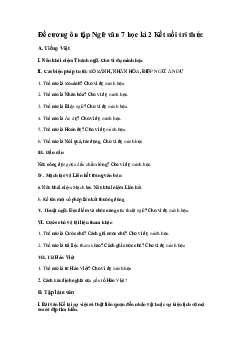 Đề cương ôn tập học kì 2 Văn 7 Kết nối tri thức năm 2024