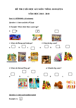 Đề thi học kì 2 môn Tiếng Anh lớp 4 trường Tiểu học số 2 Hoài Tân năm học 2018 - 2019
