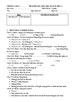 Đề thi giữa học kì 1 môn Tin học 6 năm 2023 - 2024 sách Cánh diều | Đề 4
