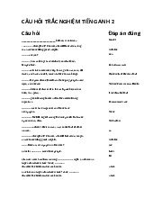 Câu Hỏi Trắc Nghiệm  môn Tiếng Anh cơ bản 2 | Trường đại học Mở Hà Nội