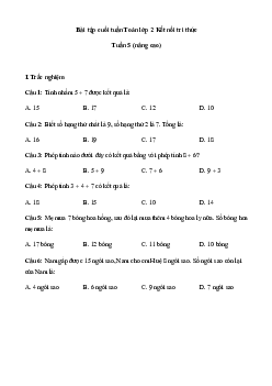 Phiếu bài tập cuối tuần lớp 2 nâng cao sách Kết nối tri thức - Tuần 5