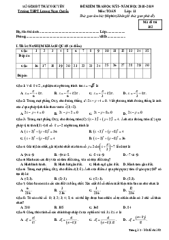 Đề thi HKI Toán 11 năm 2018 – 2019 trường Lương Ngọc Quyến – Thái Nguyên