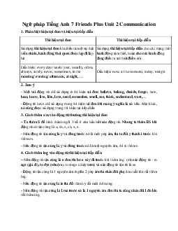 Ngữ pháp Tiếng Anh 7 Friends Plus Unit 2 Communication