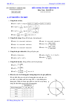 Đề cương ôn tập cung và góc lượng giác, công thức lượng giác – Phùng Hoàng Em