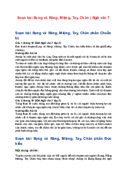 Soạn bài Bụng và Răng, Miệng, Tay, Chân | Ngữ văn 7 sách Cánh diều