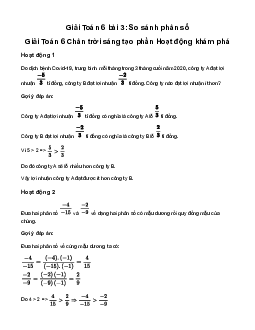 Giải Toán 6 Bài 3: So sánh phân số sách Chân Trời Sáng Tạo