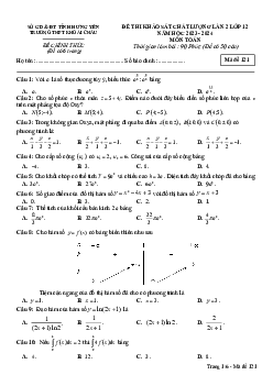 Đề thi thử THPTQG môn Toán năm 2023 – 2024 trường THPT Khoái Châu – Hưng Yên