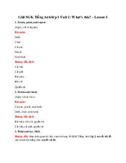 Giải SGK Tiếng Anh lớp 1 Unit 2: What’s this? - Lesson 1 | Family & Friends