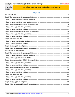 Các dạng toán nguyên hàm thường gặp trong kỳ thi THPTQG