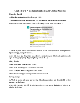 Unit 10 lớp 7 Communication sách Global Success