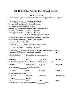 Đề thi thử tiếng Anh vào lớp 10 Thanh Hóa năm 2023 - 2024 số 1