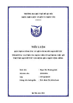 Tiểu luận: Vai trò của nhân viên công tác xã hội trong việc hỗ trợ trẻ khuyết tật vận động hòa nhập cộng đồng | Trường Đại Học Thủ Đô Hà Nội