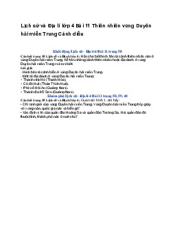 Lịch sử và Địa lí lớp 4 Bài 11 Thiên nhiên vùng Duyên hải miền Trung | Cánh diều