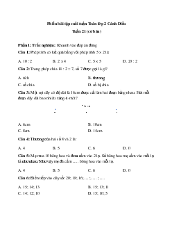 Bài tập cuối tuần Toán lớp 2 Cánh diều - Tuần 21