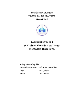 Thực tập nghề nghiệp vị trí F&B tại Havana Nha Trang Hotel |  Báo cáo chuyên đề |Trường Cao đẳng Kỹ thuật Công nghệ Nha Trang