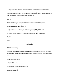 Giải Địa lí 7 Bài 8: Thực hành Tìm hiểu một nền kinh tế lớn và nền kinh tế mới nổi của Châu Á | Cánh diều
