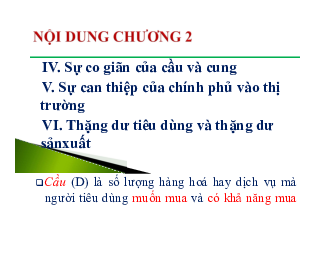 Bài giảng Chương 2 môn Kinh tế vi mô
