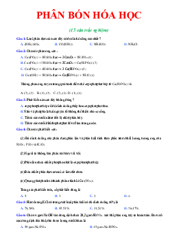 Bài tập trắc nghiệm phân bón hóa học (có đáp án)