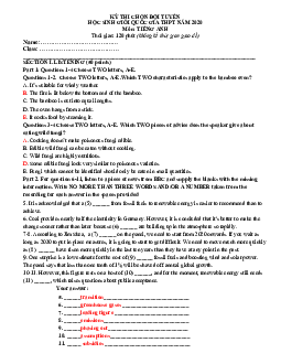 Đề thi chọn đội tuyển học sinh giỏi quốc gia THPT năm 2020 môn Tiếng Anh (có đáp án)